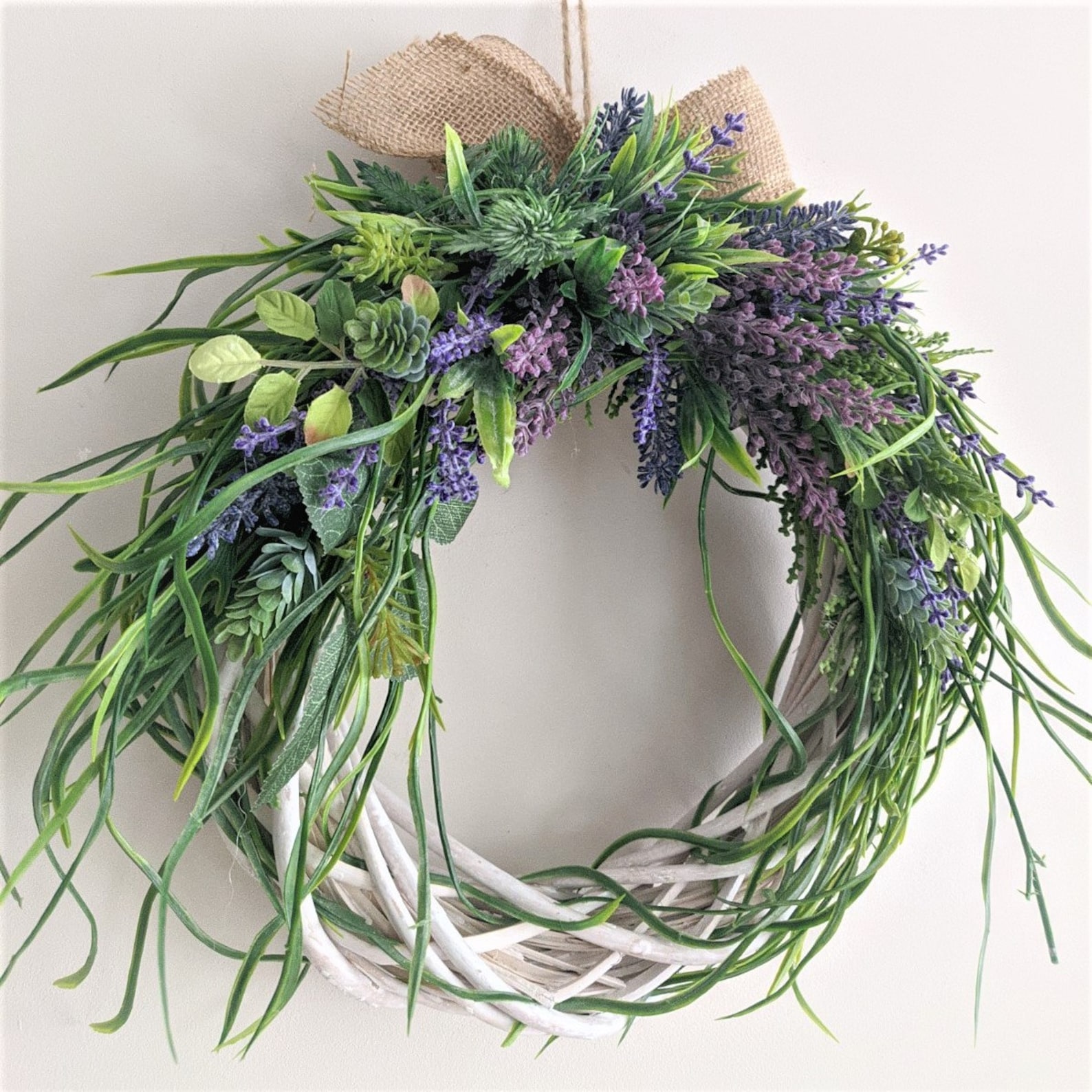 LAVENDER Flower wreath front door wreath evergreen Etsy