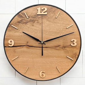 Handgefertigte Wanduhren aus Eiche, Rustikal, Massive XXL Wanduhr,