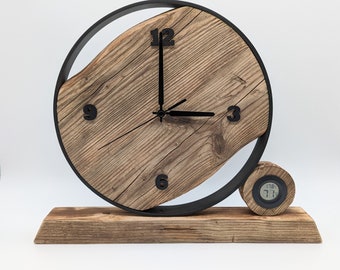 Handmade grandfather clock, table clock made of old wood, unique, rustic