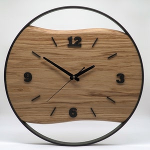 Handmade XXL wall clocks made of oak with steel ring, silent radio-controlled clockwork, solid wood image 7