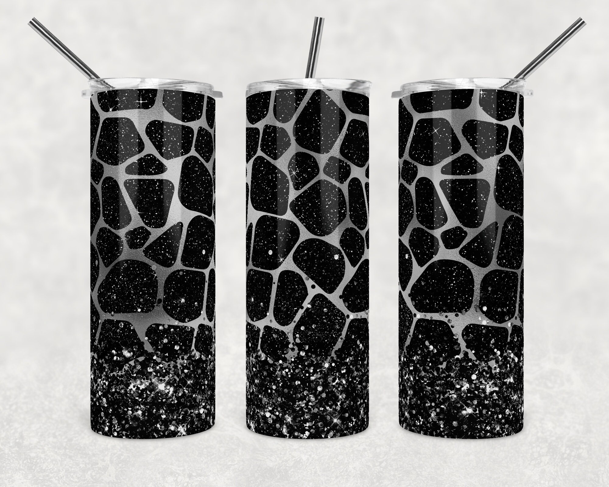 20 oz Skinny Tumbler Sublimación Diseño Plantilla Plata Jirafa Etsy