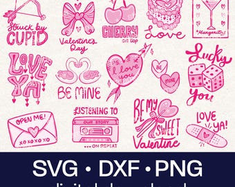 BIG BUNDLE 14-Pack Valentine&#39;s Day SVG | Pink Coquette Vector Files | Cute Witty Romantic Quotes | Cricut Silhouette Cameo | Commercial Use