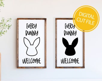 Every Bunny Welcome SVG | Vertical Porch Sign | Animal Clipart | Easter Rabbit PNG | Cricut Cut File | Silhouette Cameo DXF | Commercial Use