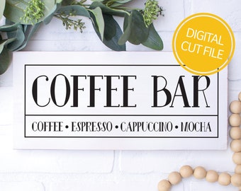 Coffee Bar Menu SVG | Vintage Brewing Station Signage PNG | Farmhouse Drink List | Cricut Cut File | Silhouette Cameo DXF | Commercial Use
