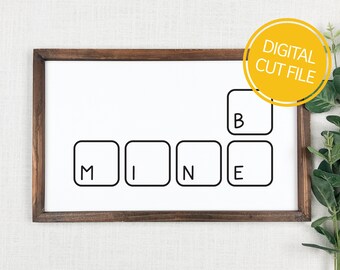 Be Mine Valentine&#39;s Day SVG | Scrabble Puzzle Pieces Vector Graphic | Cricut Cut File | Silhouette Cameo DXF | Commercial Use