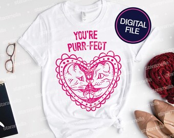 Cat Couple Happy Valentine&#39;s Day SVG | Pink Coquette Vector Files | Cute Witty Kitten Sayings PNG | Cricut Silhouette Cameo | Commercial Use