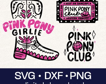 Pink Pony Club Country SVG | Girlie Cowgirl Quote Vector Files | Chappell Roan Music Lyric PNG | Cricut Silhouette Cameo | Commercial Use