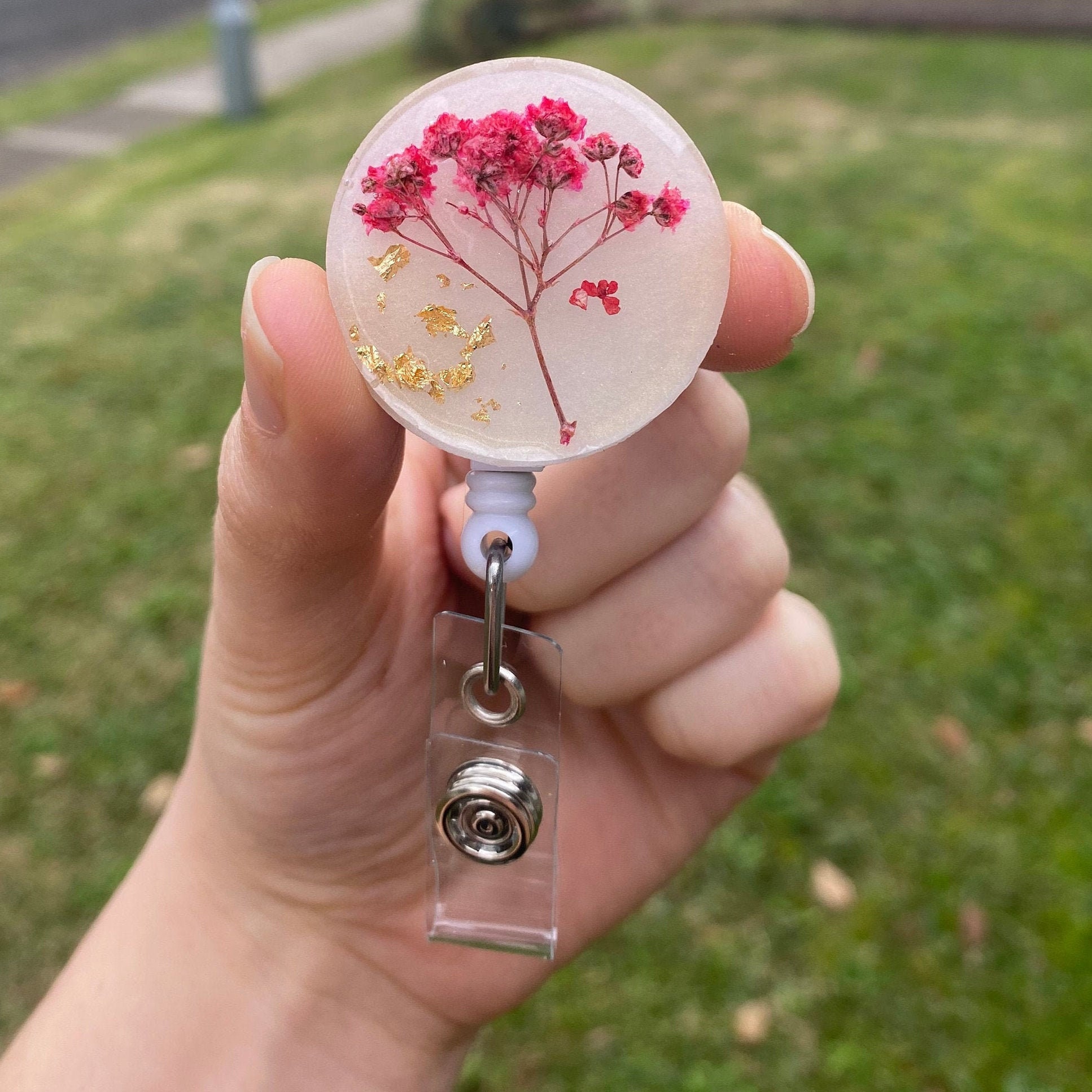 35mm Dried Flower Badge Reel / ID Holder Customisable Etsy Australia
