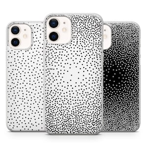 Polka Dots iPhone Cover Black and White Abstract iPhone phone case 14, 13, 12, 11, XR, 8, 7 & Samsung S21, A50, A53, Huawei P20