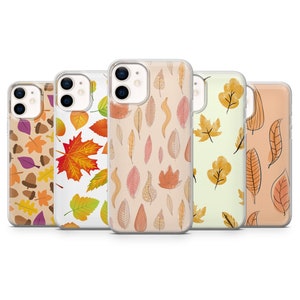 Coque de portable feuilles d&#39;automne pour iPhone 14 Pro, 13, 12, 11, XR, 8+, 7 et Samsung S21, A50, A51, A53, Huawei P20, P30 Lite