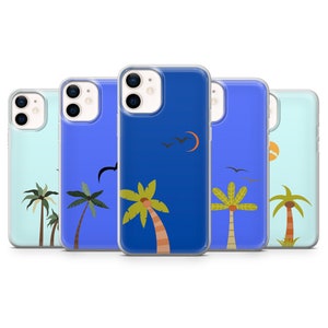 Palm trees Minimalist Phone Case Beach Cover fit for iPhone 14 Pro, 13, 12, 11, XR, 8+, 7 & Samsung S21, A50, A51, A53, Huawei P20, P30