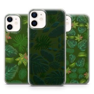 Tropical Plants Phone Cover Dark  Nature Phone Case for iPhone 14 Pro, 13, 12, 11, XR, 8+, 7 & Samsung S21, A50, A51, A53, Huawei P20, P30