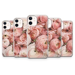 Peonies Phone Case Vintage Fine Line art Cover fit for iPhone 14 Pro, 13, 12, 11, XR, 8+, 7 & Samsung S21, A50, A51, A53, Huawei P20, P30