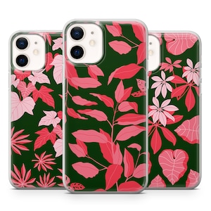 Aesthetic Phone Case Tropical Leaves Phone Cover for iPhone 14 Pro, 13, 12, 11, XR, 8, 7 & Samsung S22 Ultra, A50, A53, Huawei P20 Lite