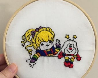 Rainbow Brite Embroidered Hoop Art