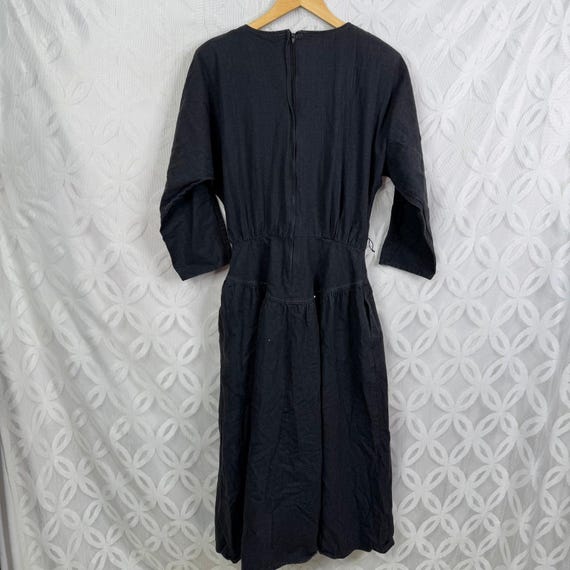 PG Collections Western Style Black Denim Dress with White Embroidery Size 10