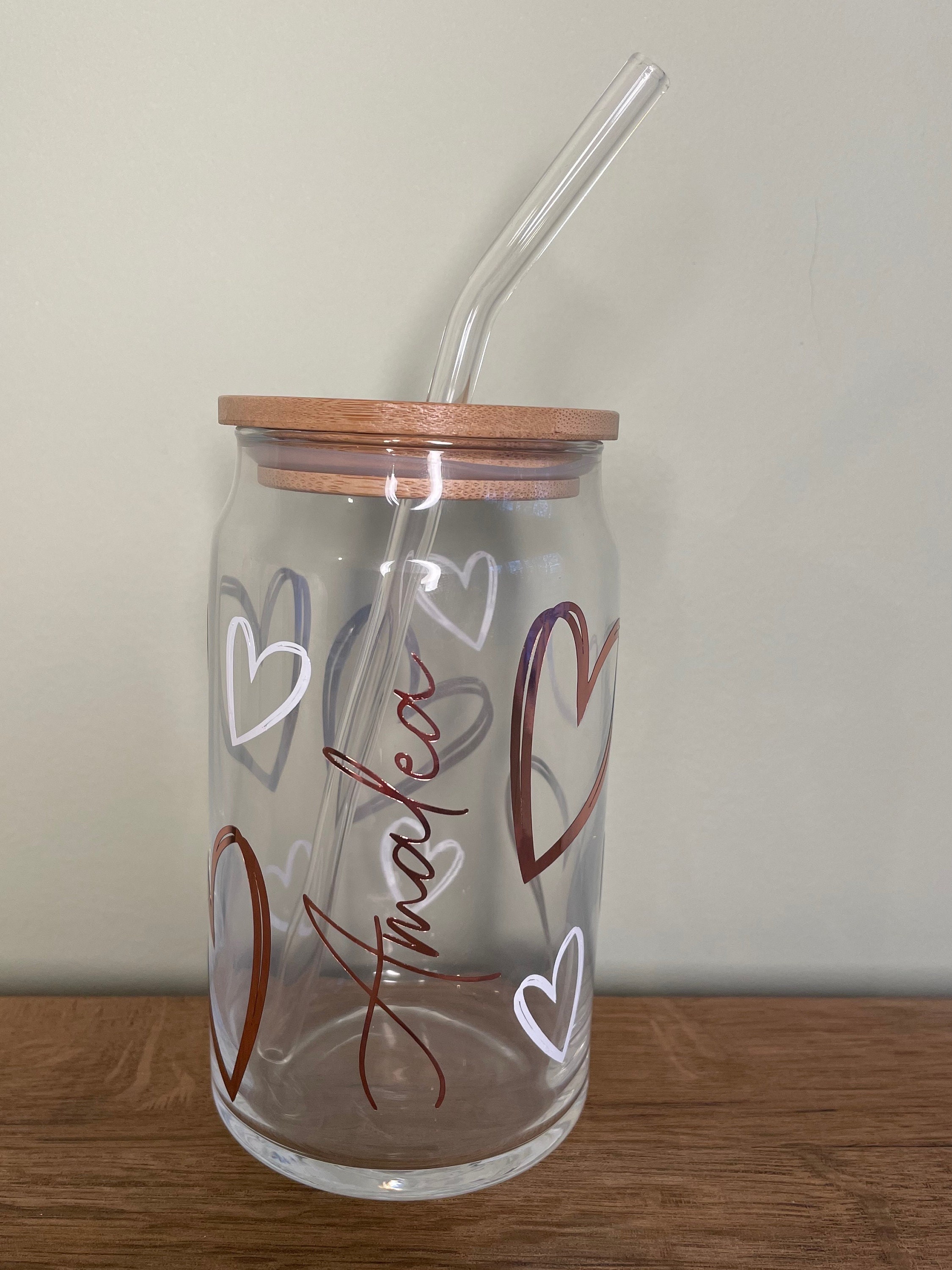 Frosted Glass Tumbler  Hand Crafted Beverage Glass with Lid and Straw –  Shop Suey Boutique