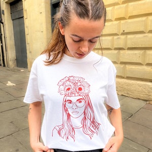 Flower Head Woman T-shirt, Flower Shirt Gift For Her, Floral Line Art Tee