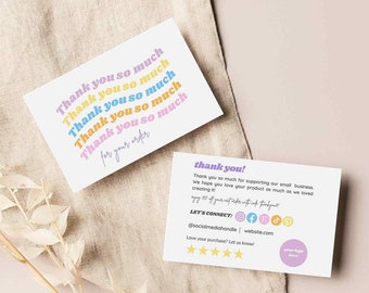 Business Thank You Card Digital Template, Customizable Package Insert, Editable Thank You, Thank You For Your Order Template, Business Card