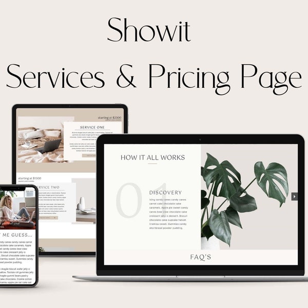 Showit Pricing Guide, Showit Services Page, Showit Website Template, Website Template for Coaches, Landing Page, Showit Sales Page, Showit