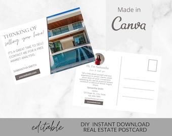 Real Estate Marketing Materials, Marketing Postcard, Editable Real Estate Postcard, Canva Template, Editable Realtor Marketing, Realtor Card