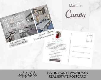 Real Estate Postcard, Realtor Marketing Post Card, Real Estate Agent Intro, Realtor Intro, Editable Postcard, Downloadable Real Estate Card