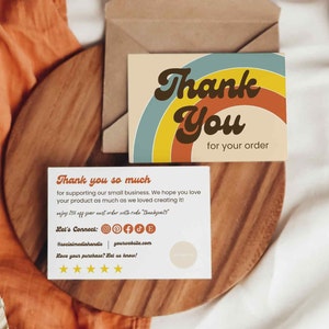 Business Retro Thank You Card Digital Template, Customizable Package Insert Card, Editable Thank You Card, Thank You For Your Order Template