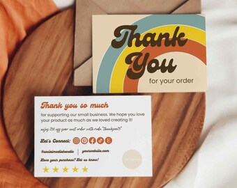 Business Retro Thank You Card Digital Template, Customizable Package Insert Card, Editable Thank You Card, Thank You For Your Order Template