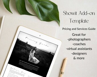 Pricing Guide Showit Template, Add-on Seite für Fotografen, Coaches, Designer, Show it Website Template, Services Guide, Landing Page