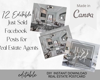 Editable Facebook Posts for Real Estate Agents, Just Sold Posts, Real Estate Marketing, Realtor Template, Social Media Realtors, Template
