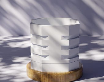 3D Printed Modern Plant Pot with Drip Tray, Minimalist Decor