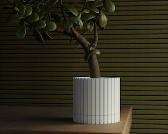 3D Printed Plant Pot, Modern Minimalist Decor with Drip Tray