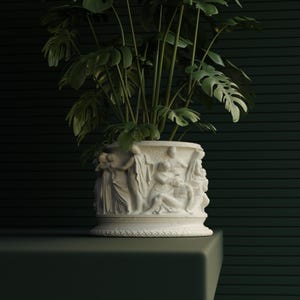 Indoor 3D Printed Modern Roman style Plant Pot ideal Unique Perfect Gift for Mom Girlfriend Wife Plant Lover with Drip Tray, Greek, Planter