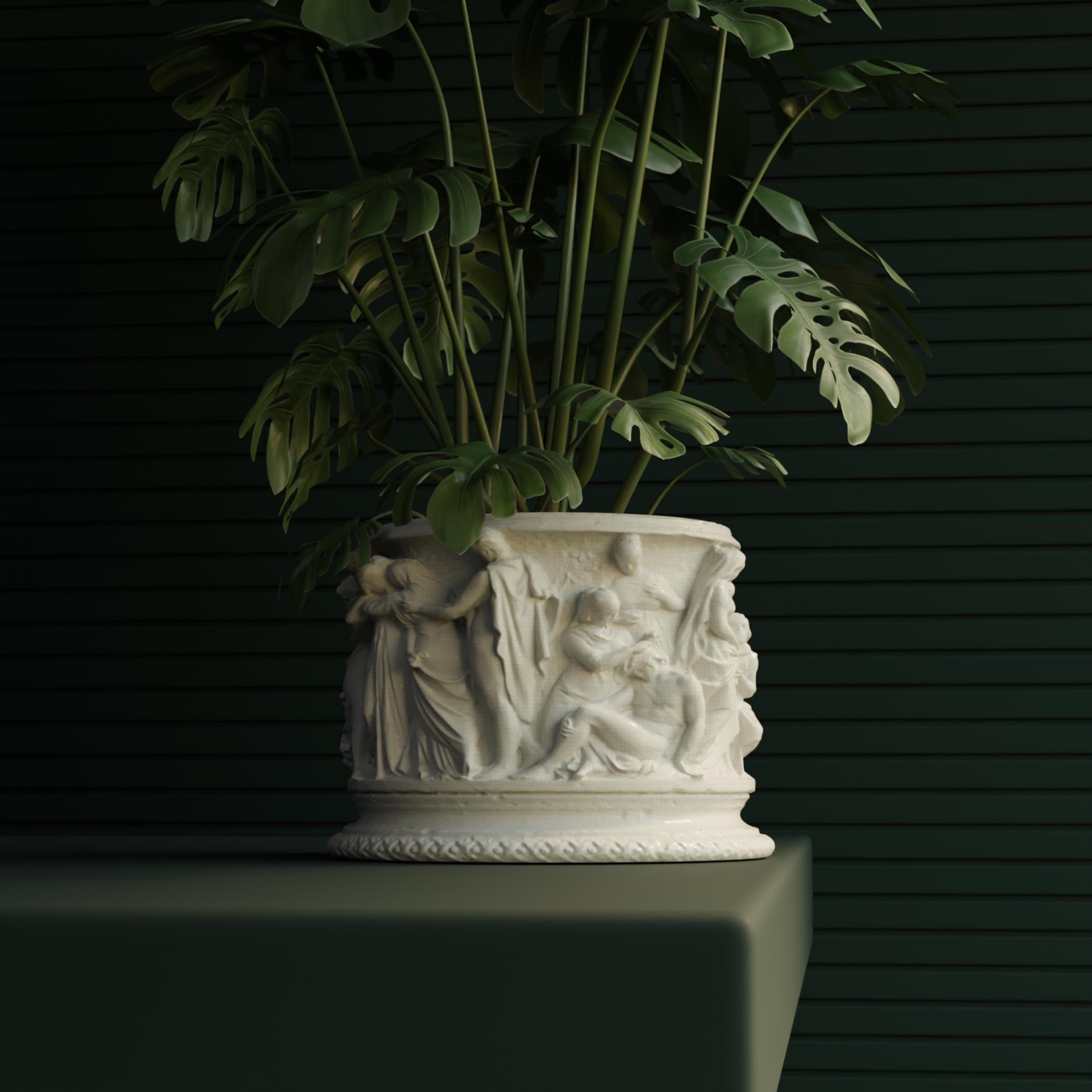 3D Printed Roman Style Plant Pot, Greek Decor, Minimalist Planter - 8 INCH X 8.75 INCH, White