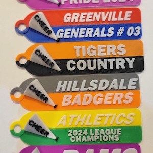 Custom 3D Printed Keychain-Cheer Keychain-cheer squad Gifts-Cheerleader-Sports Gifts - Custom Keychain-Custom Bag Tag Cheerleader