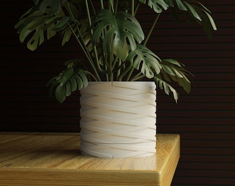 3D Printed Modern Plant Pot with Drip Tray, Minimalist Home Decor