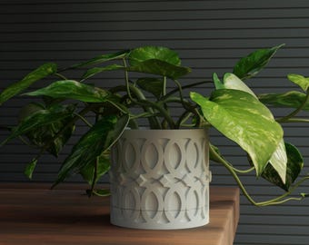 3D Printed Modern Plant Pot with Drip Tray, Minimalist Home Decor