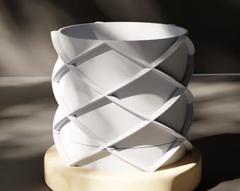 3D Printed Modern Plant Pot with Drip Tray, Minimalist Home Decor