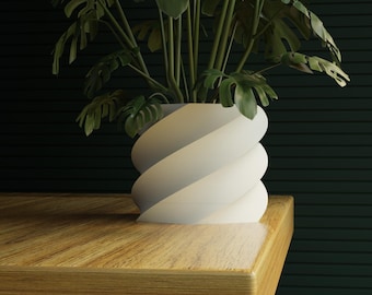 3D Printed Modern Plant Pot with Drip Tray, Minimalist Decor