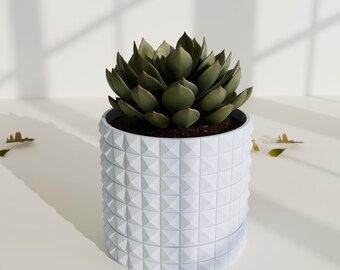 3D Printed Geometric Plant Pot, Modern Minimalist Decor