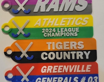 3D Printed Field Hockey Keychain: Personalized Team Bag Tag