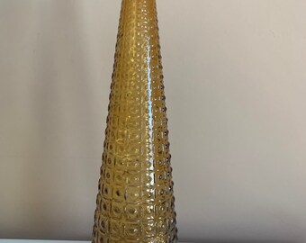 Vintage Amber Glass Genie Bottle Vase Made In Italy Mid Century Decor