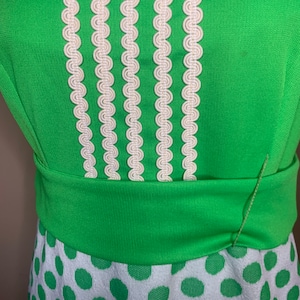 Vintage Lime Green Polka Dot Polyester Sleeveless Dress Womens Small/ Medium