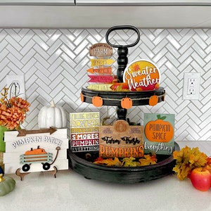 Fall Tiered Tray Decor | Pumpkin Tiered Tray | Pumpkin Patch Decor | Thanksgiving tiered Tray Decor | Fall Signs for Tiered Tray |