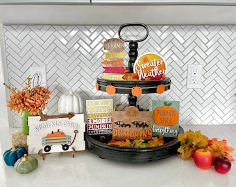 Fall Tiered Tray Decor | Pumpkin Tiered Tray | Pumpkin Patch Decor | Thanksgiving tiered Tray Decor | Fall Signs for Tiered Tray |