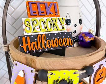 Halloween Tiered Tray | Halloween Tiered Tray Decor | Halloween Decor | Ghost Decor | Spooky Decor | Tiered Tray |