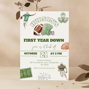 Editable Football Birthday Invitation | First Year Down Invite | Game On | Football Invite | First Birthday Invite Boy 1st Birthday Party |