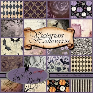 Victorian Halloween 35 feuilles imprimables Format A4 designed by Dryiell's Scrap image 1