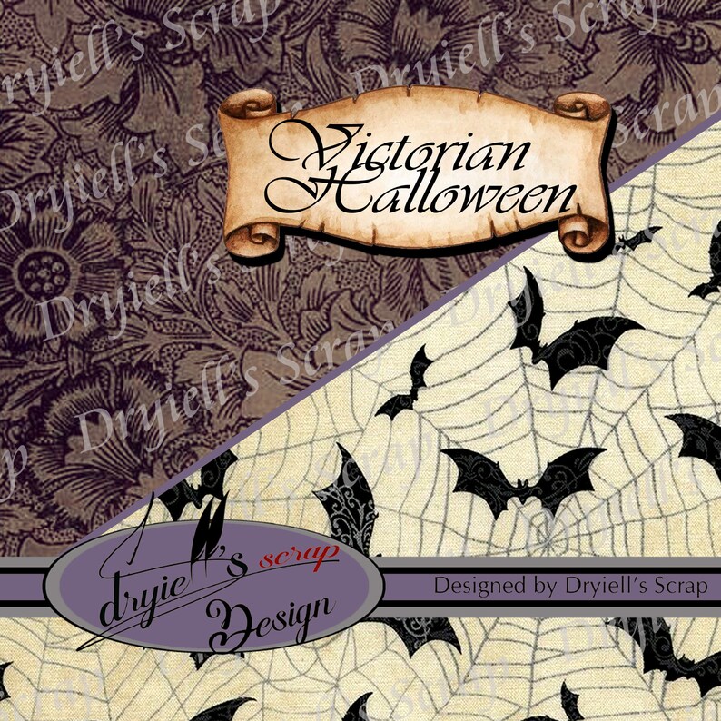 Victorian Halloween 35 feuilles imprimables Format A4 designed by Dryiell's Scrap image 6
