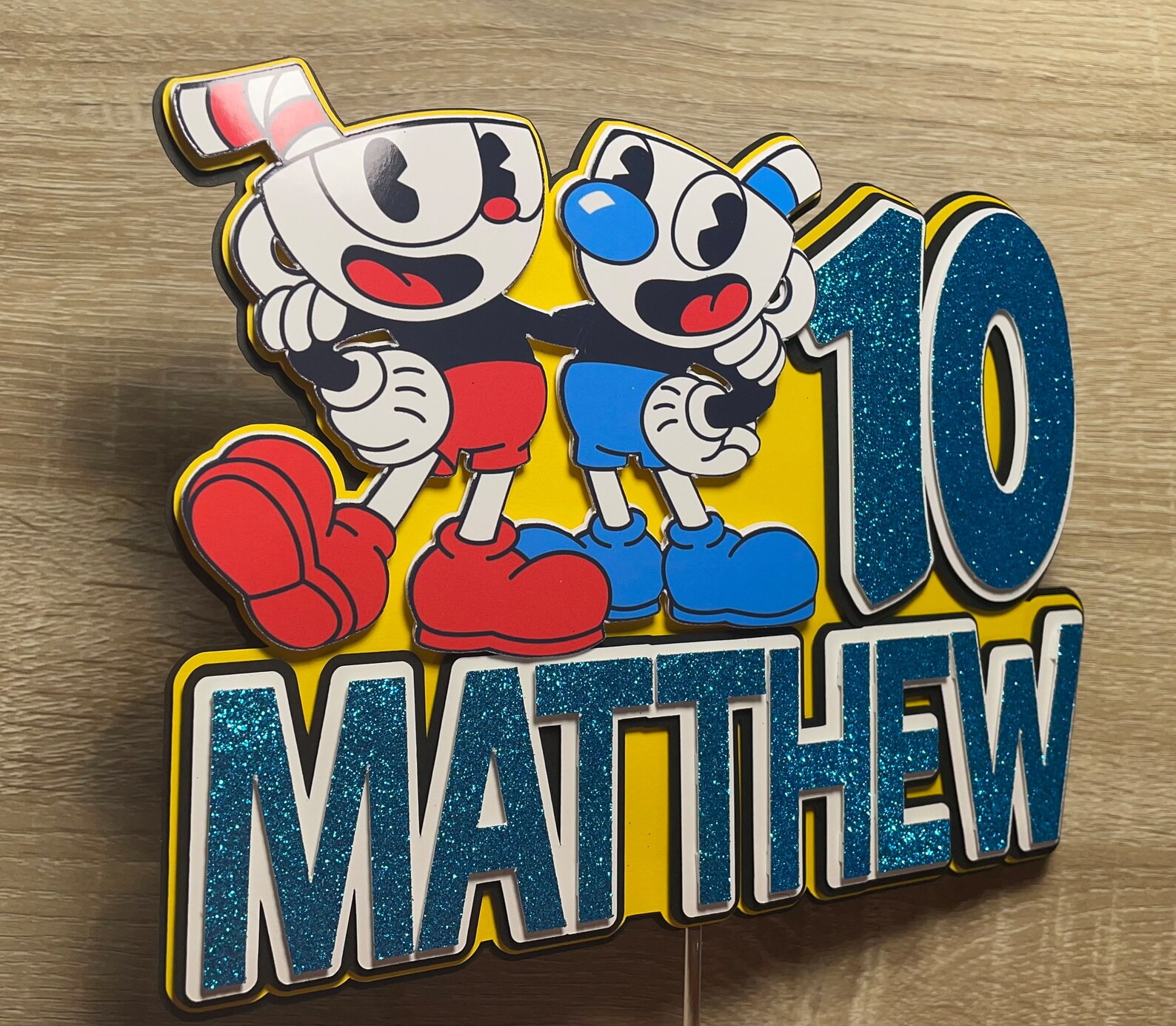 Cuphead Cake Topper Cuphead Video-game Birthday Birthday - Etsy Denmark
